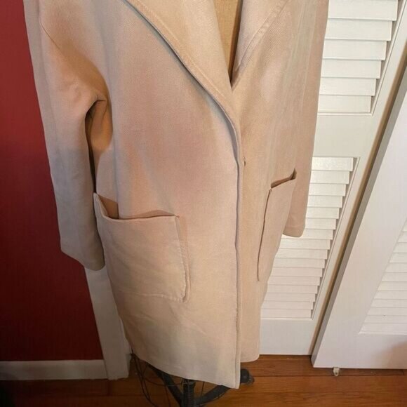 ZARA | tan/cream long coat M - Picture 3 of 11